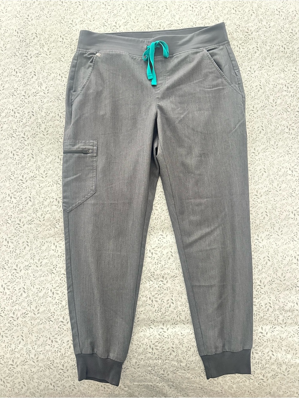 Men's  Gray Jogger Pants with Teal Drawstring